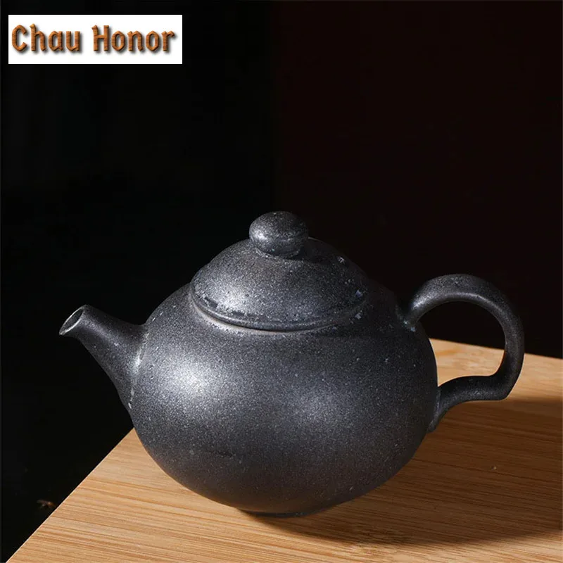 

180ML Retro Kiln Fambe Pottery Ceramic Teapot Handmade Mosaic Glazed Household Teakettle Kung Fu Tea Master Pots Gift Packaging