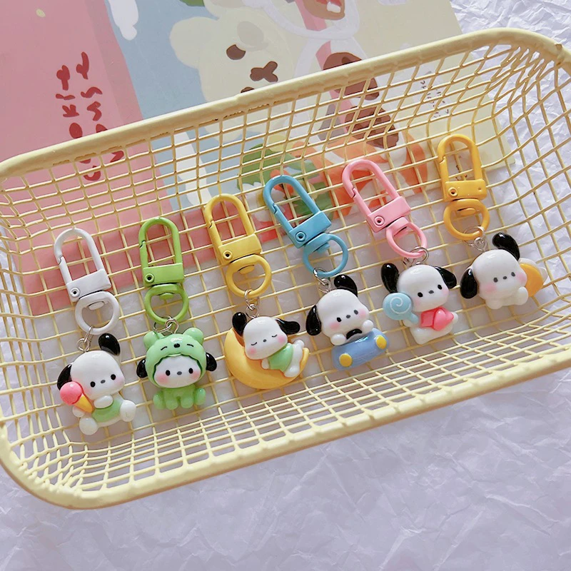 Cute Sanrio Mini Keychain Variety Pochacco Girl Heart Funny Keyring Car Key Accessories For Friend Gift Schoolbag Pendant Charms