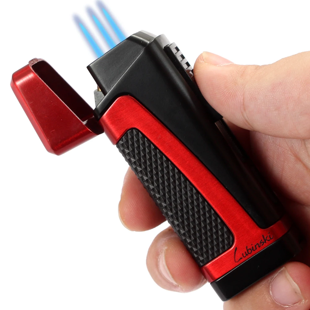 LUBINSKI Torch Lighter Butane Gas Jet Turbo Cigar Lighter Portable Accessories Smoking Lighter Fire