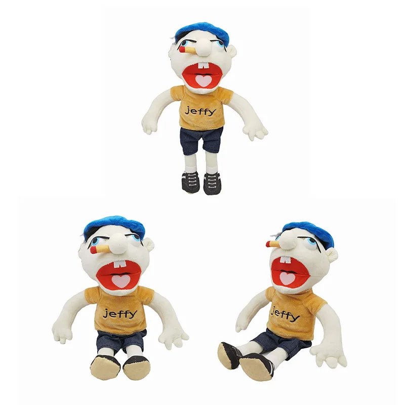 

40cm Large Jeffy Boy Hand Puppet Plush Toys Removable Children Soft Doll Talk Show Party Props Puppet Stuffed Doll For Kids Gift