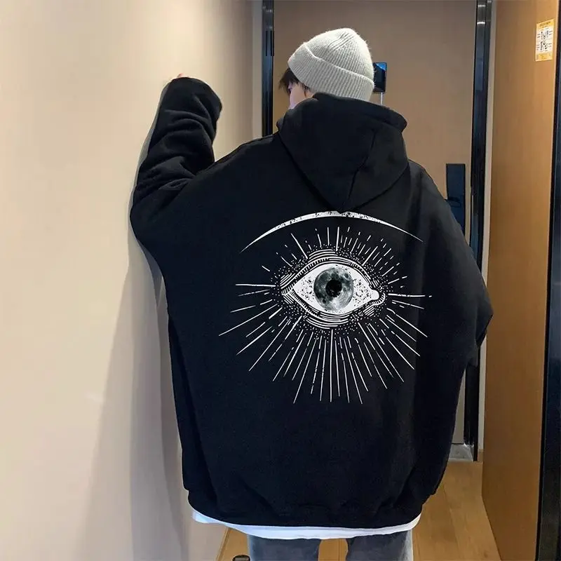 

New Niche Design God's Eye Printed Sweater Tide Street Autumn and Winter Men's and Women's Long-sleeved Windproof Top Hoodie