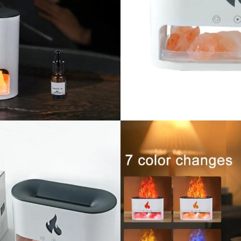 

4-Color Gradient Rock Flame Diffuser, Auto Shut-Off Essential Oil Humidifier for Living Room & Bedroom Decor