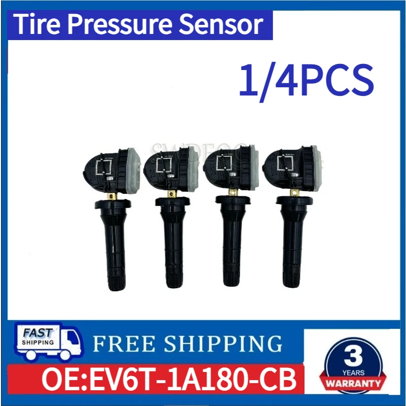 Sistema de Monitoreo de Presión de Neumáticos EV6T-1A180-CB (1/4 Piezas) para Ford Fiesta Van VI, Focus III, Serie F, F-150, Kuga, Sensor de Neumáticos de 433 MHz
