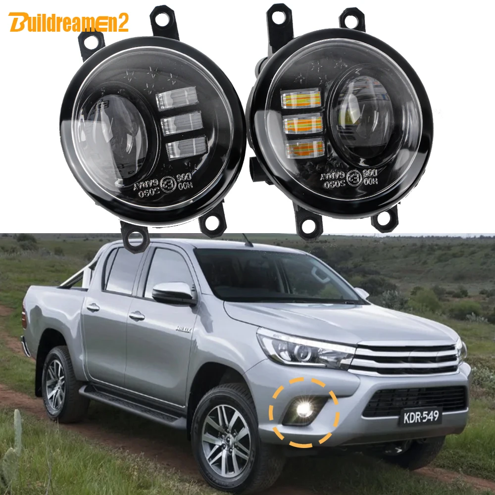 30W H11 Truck Glass Lens LED Fog Light Assembly DRL 2 Pieces For Toyota Hilux Revo Rocco Pick UP SR5 2015 2016 2017 2018 2019