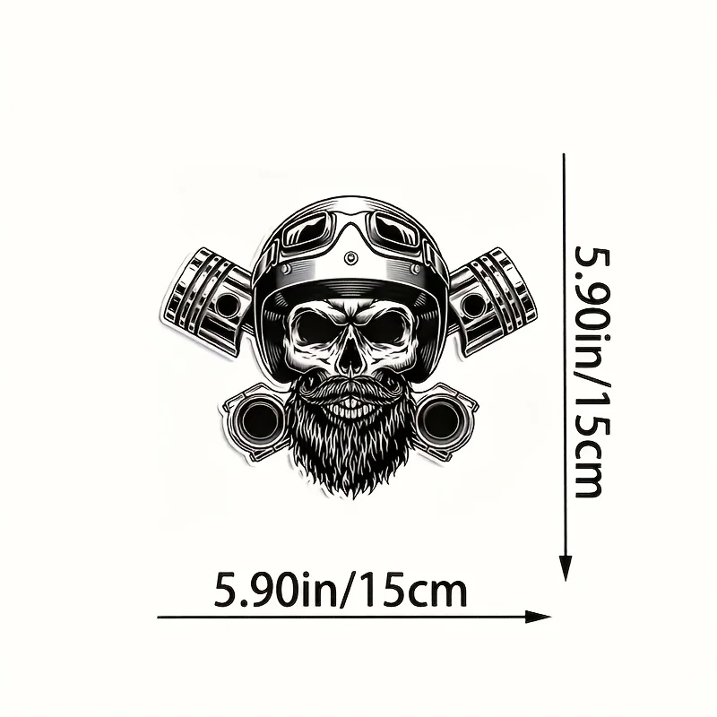 قطعة واحدة من ملصق لراكبي الدراجات النارية على شكل جمجمة - ملصق فينيل ممتاز مقاس 15 سم للخوذات وأجهزة الكمبيوتر المحمولة والسيارات | دراجة نارية مقاومة للماء ومتينة وقابلة للإزالة