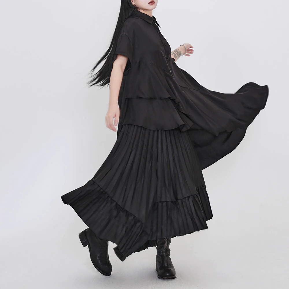 XS-5XL Summer New Unisex Irregular Short-Sleeve Shirt American Retro Fashion Trendy Street Casual Loose Breathable Neutral Top