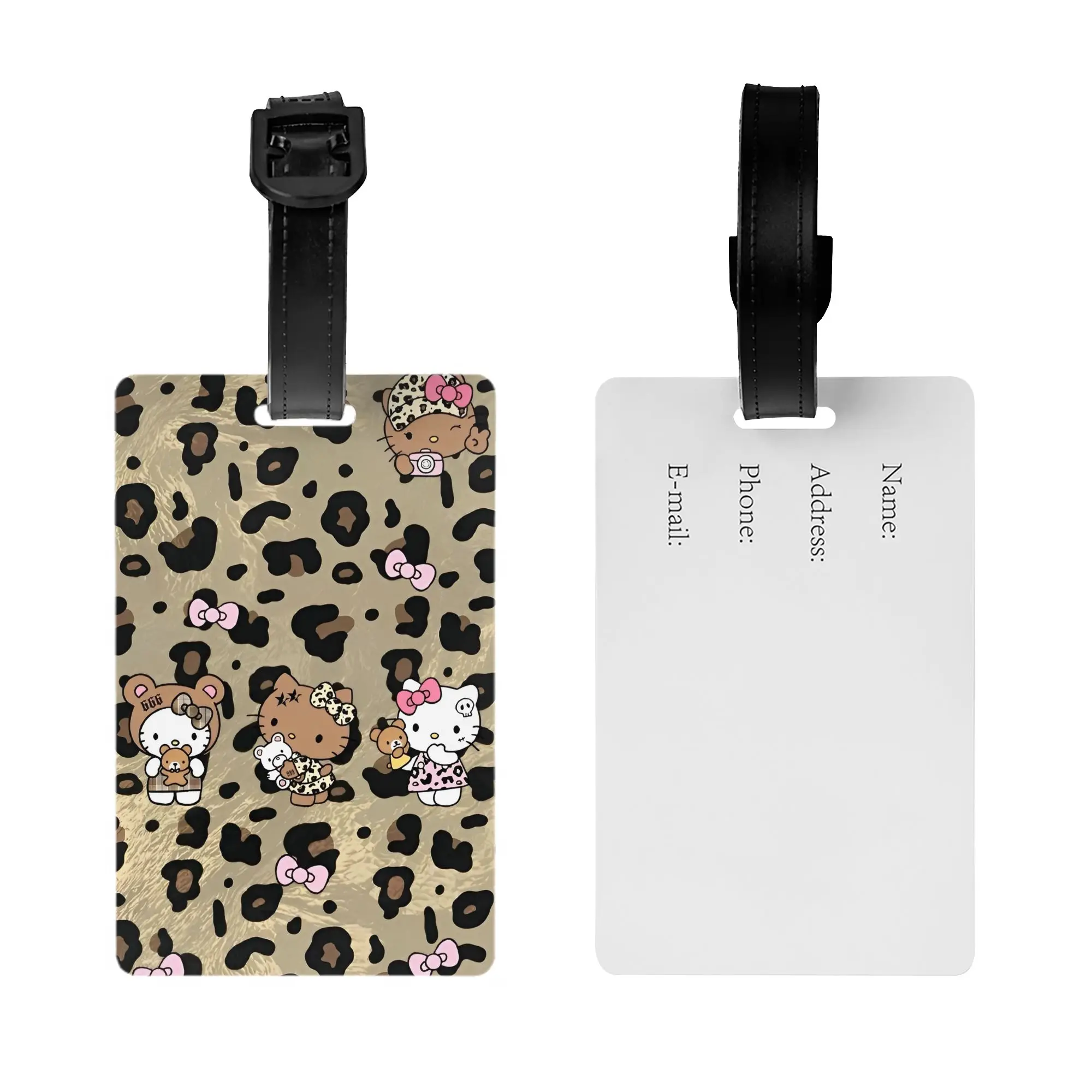 Luggage Tags Hello Kitty Cat Cartoon Suitcase Silicon Label Name ID Address Luggage Bag Case Tags for Unisex Baggage Tags Gifts