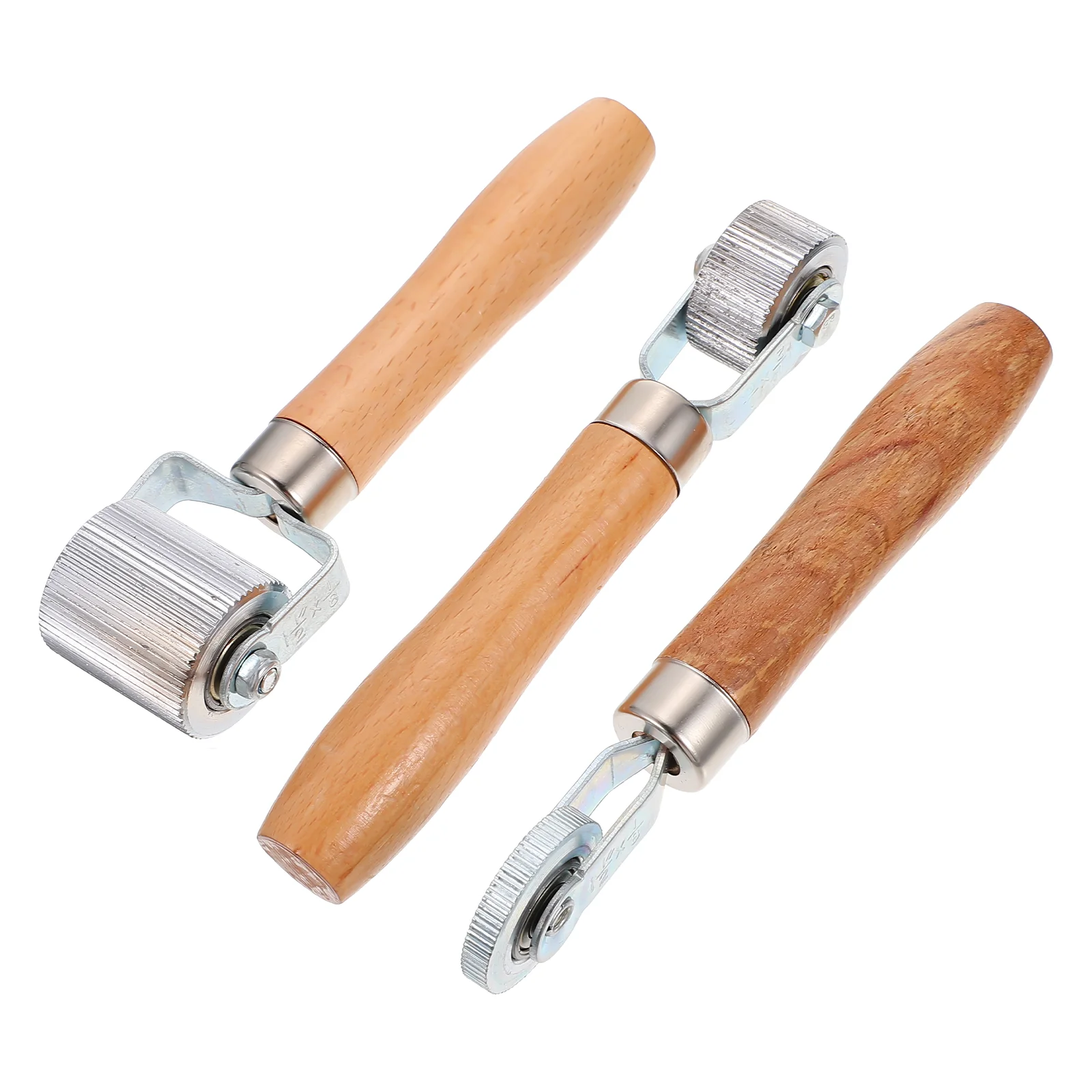 3 Pcs Installation Rolling Tool Tire Repair Compaction Roller Scroll Wheel Wooden Handle Rollers