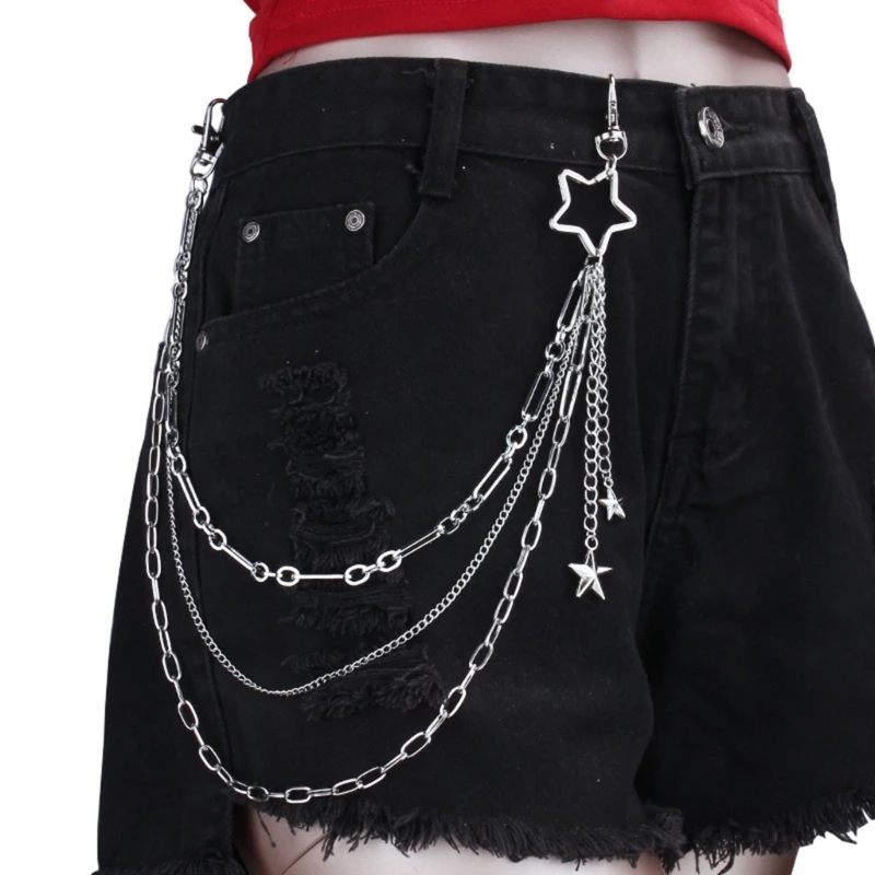 

Multi Layer Pants Chain Alloy Body Jewelry Sturdy Secure Clasp For Casual Party Wear E0BF