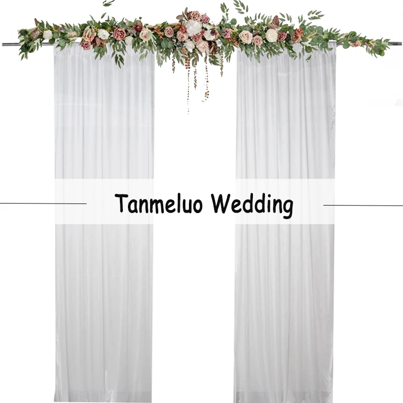 

2PCS 5x10FT Ice Silk Wedding Backdrop Curtain Out Door Stage Background Photo Booth For Event Banquet Party Christmas Decoration