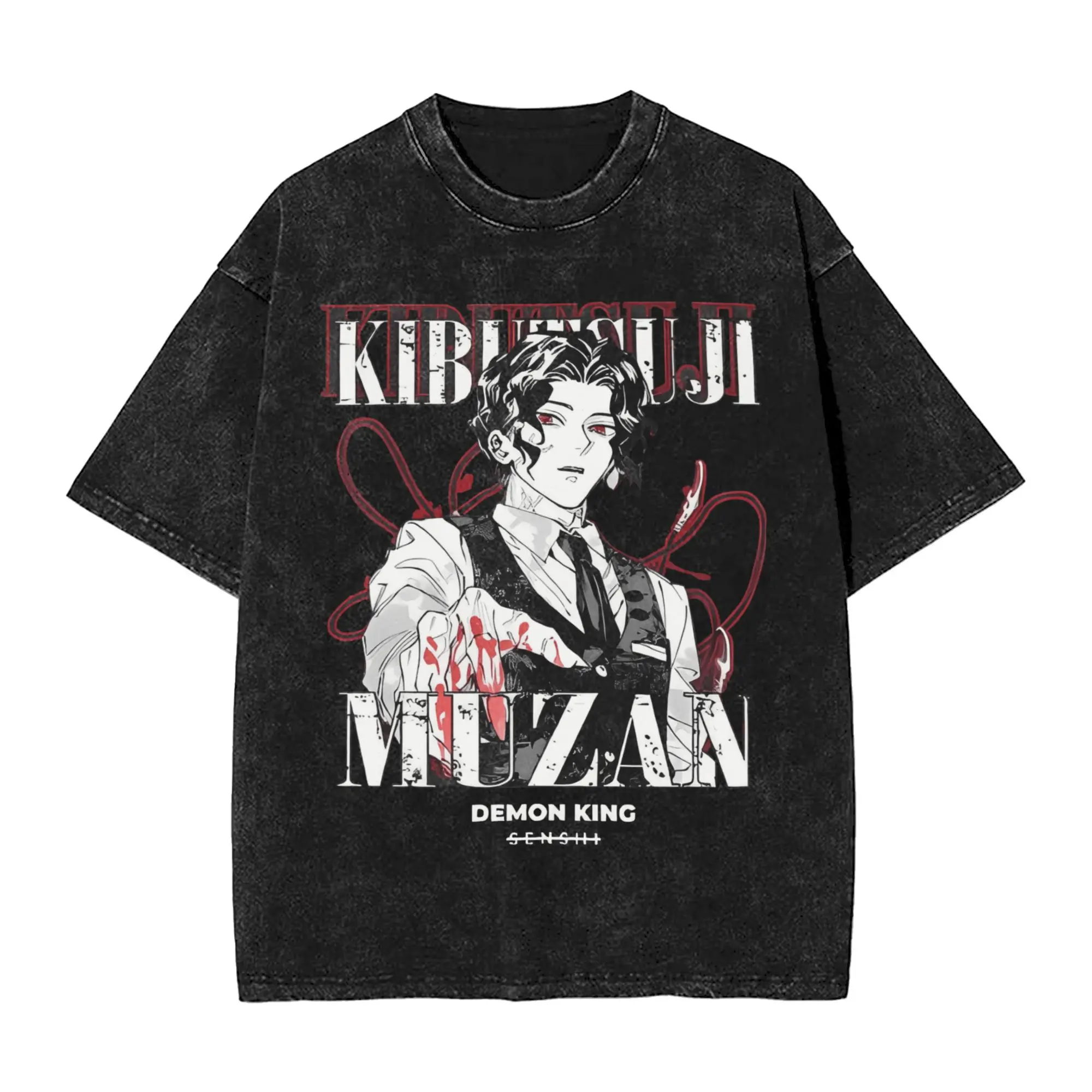 

Kibutsuji Muzan T-Shirt Meme Hipster T-Shirts Short Sleeve Y2K Retro Tops Summer Casual O Neck Tees