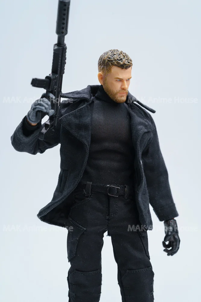 Romankey 1/12 Chris Black Outfit Set Windbreaker Pants High Neck Shirt Model For 6'' Male Action Figure Soldier Body Doll