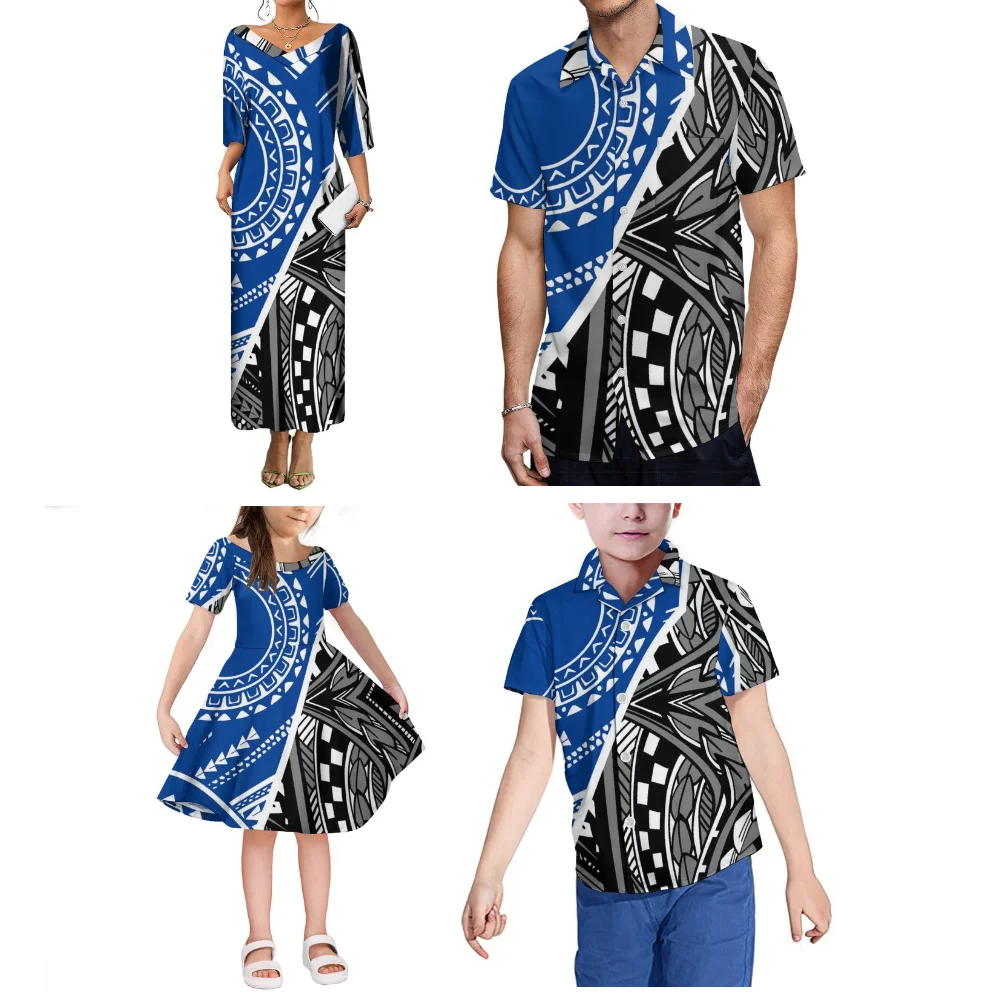 Summer Loose Long Women'S Dress For Casual Travel, Polynesian Family Wear, Men'S Shirt, Retro Casual Custom-Made Clothing