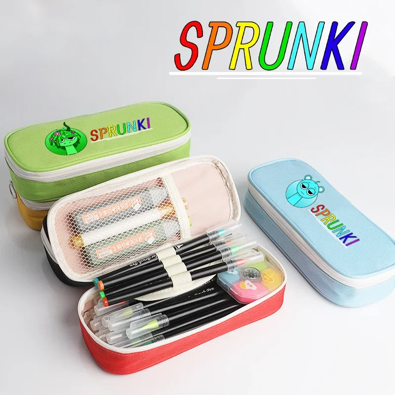 Sprunki incrediboxペンシルケース、漫画アニメゲームプリントバッグ、かわいい文房具、学校事務用品、ペンバッグ、パーティーギフト、ファッション