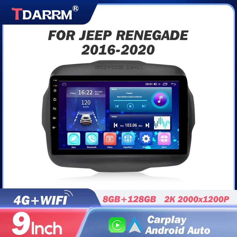 

For Jeep Renegade 2016 2017 2018 - 2020 CarPlay Android Auto Car RadioHead Unit Stereo Multimedia Video CANbus Player Autoradio