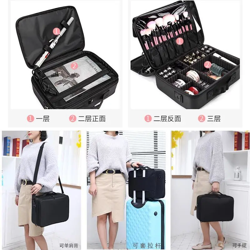 Large Fashionable Portable Professional Handheld Makeup Case with Makeup Bag Multifunctional Cosmetic Storage Box