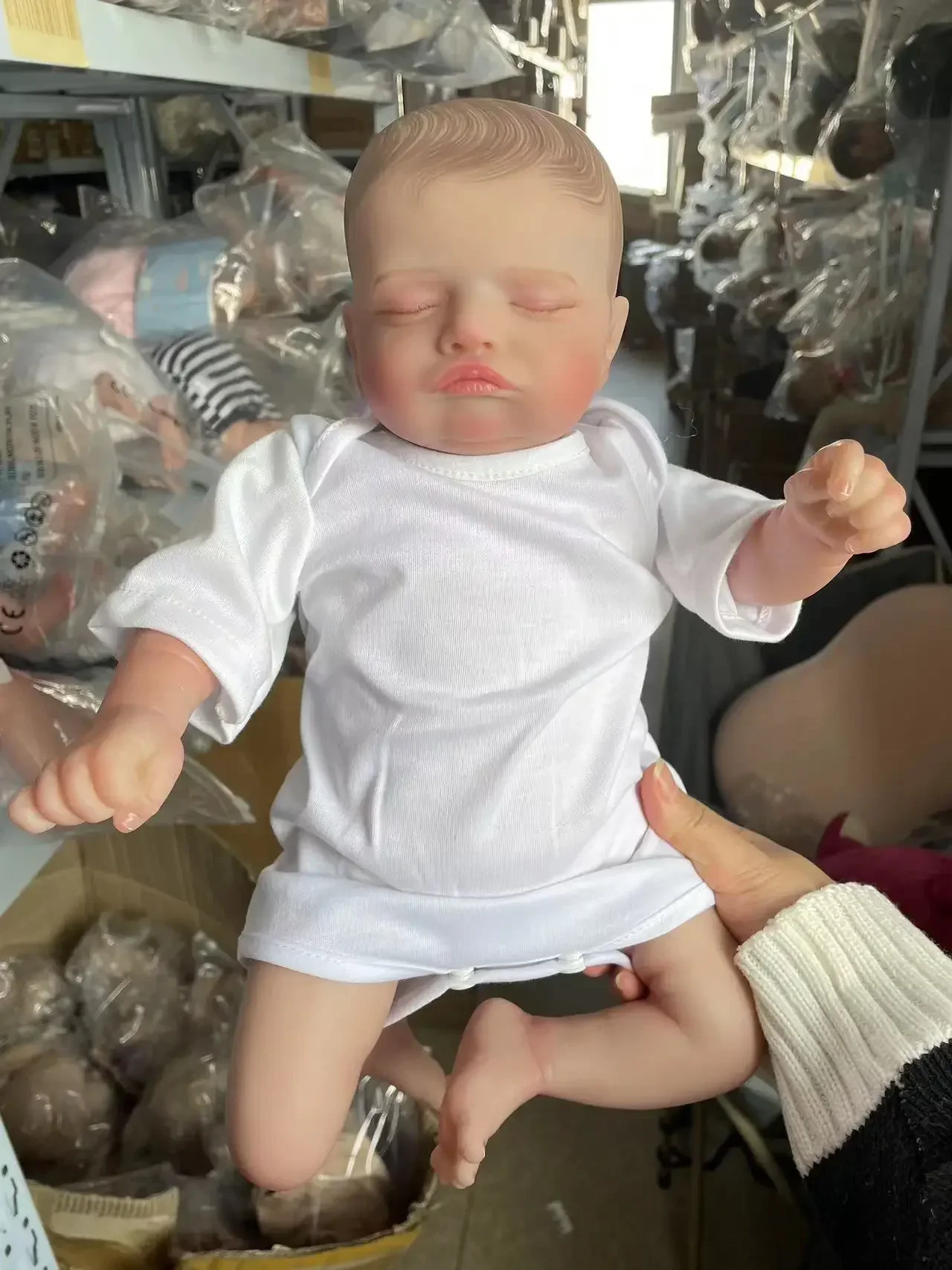 Rosalie Baby 18 ''cuerpo de tela suave muñeca Reborn realista muñeca de pintura de múltiples capas piel 3D con venas visibles pintura a mano cabello