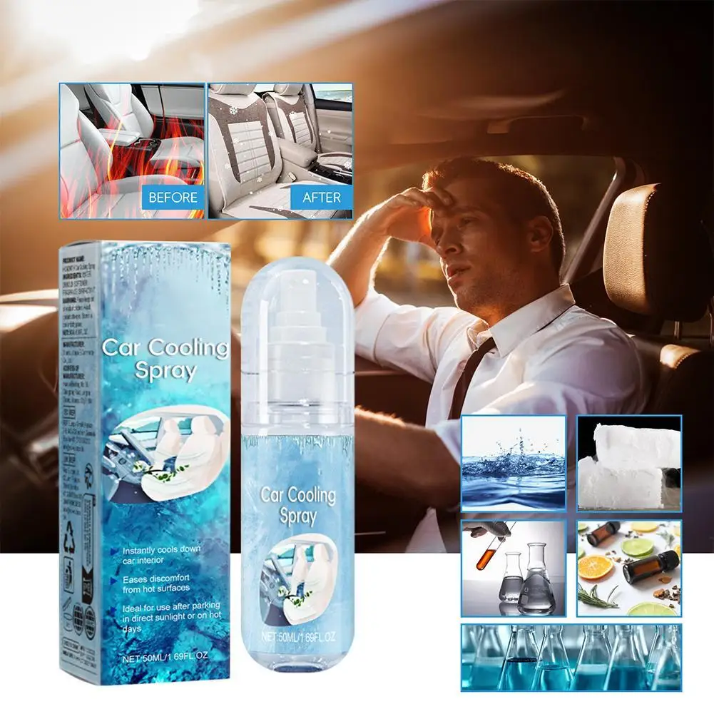 

50ML 1/2/3PCS Cooling Mist Portable Rapid Cooling Spray For Seat Car Seat Coolant Mist Quick Cooling Agent Car Accessories