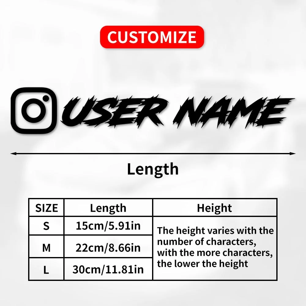 1PC aangepaste autosticker Instagram coole lettertypen waterdicht doe-het-zelf voertuigraam motorfiets fiets scooter helm duurzame vinylstickers