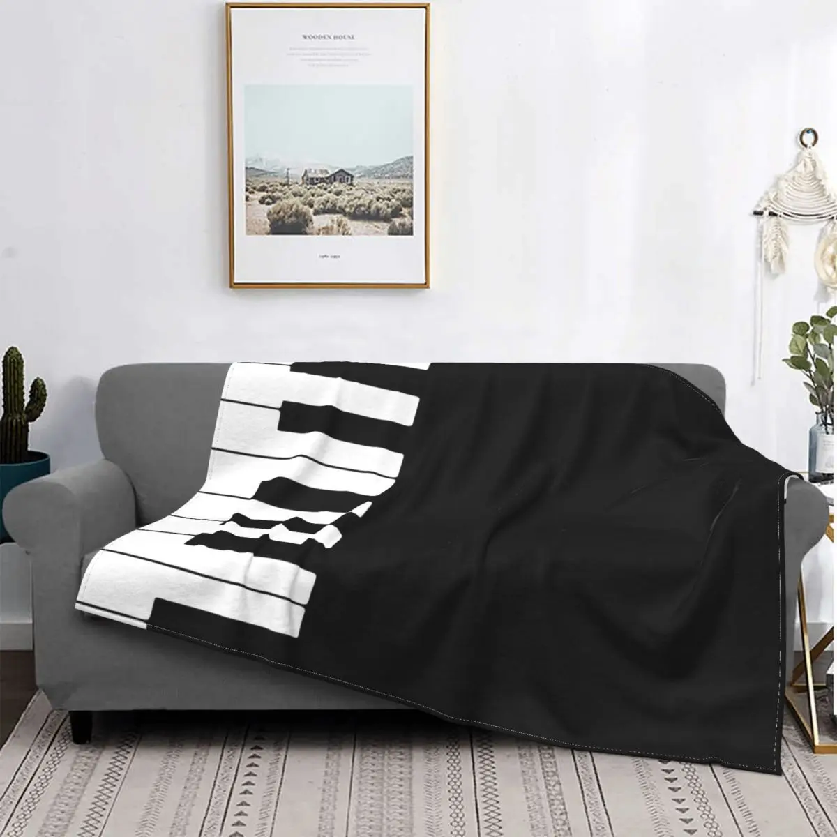 

Piano Keyboard Art Blanket Fleece All Season Music Musical Breathable Thin Throw Blankets for Bed Bedroom Bedding Throws