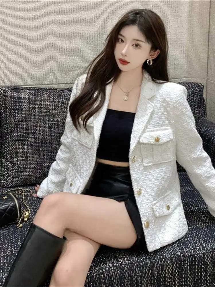 

Korea Style Fashionable Elegant Small Fragrance Style Suit Jacket Women Spring Autumn New Niche Design Casual Top