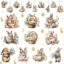 20pcs/set rabbit flower pattern pendant, wooden Easter ornament, home party decoration, outdoor party decoration