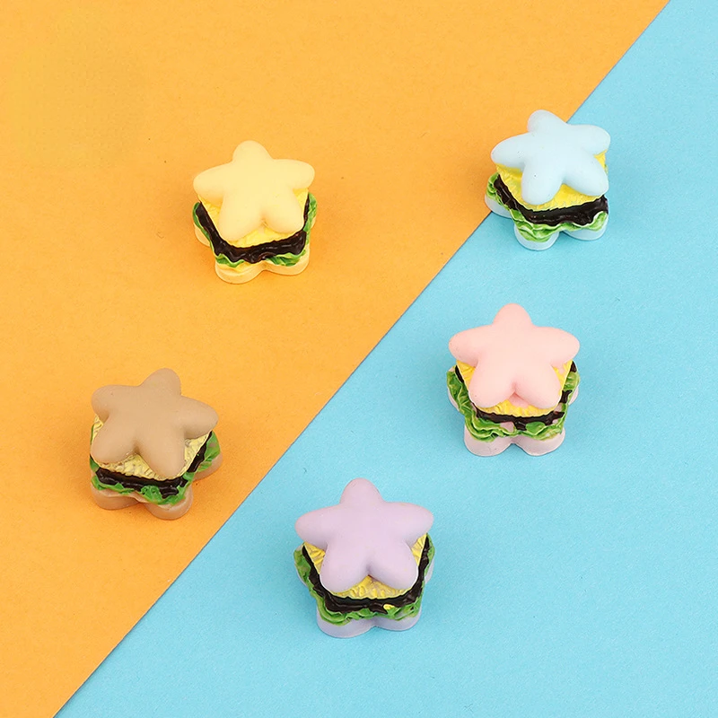 10pcs Kawaii 3D Mini Resin Star Hamburgers Cabochons Miniature Accessories Crafts Materials Figures Crafts DIY Scrapbooking Item