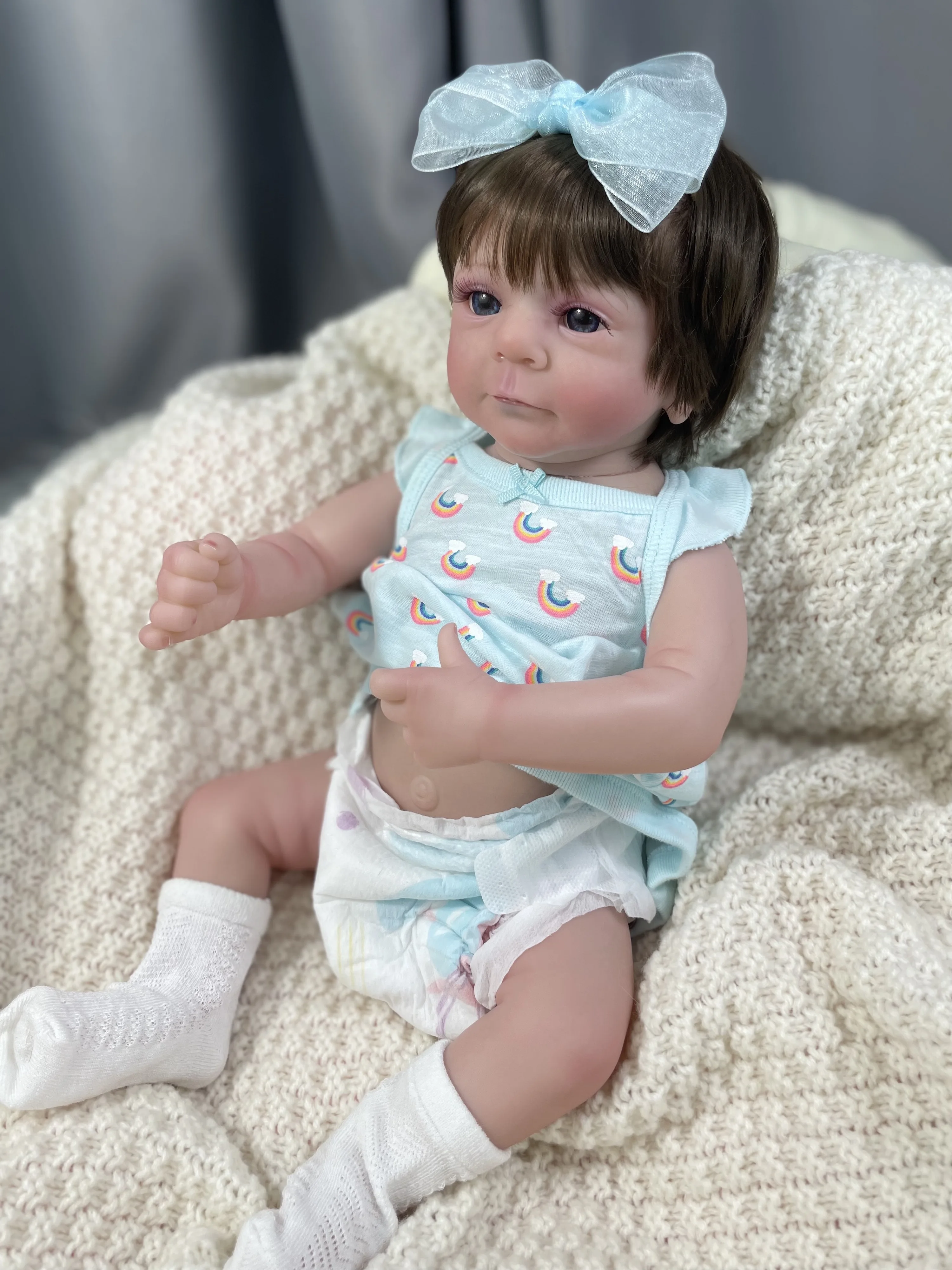 17 Inch Felicia Reborn Finished Doll Full Silicone Vinyl Girl Adorable Baby Lifelike 3D Skin Visible Veins Collectible Art Doll