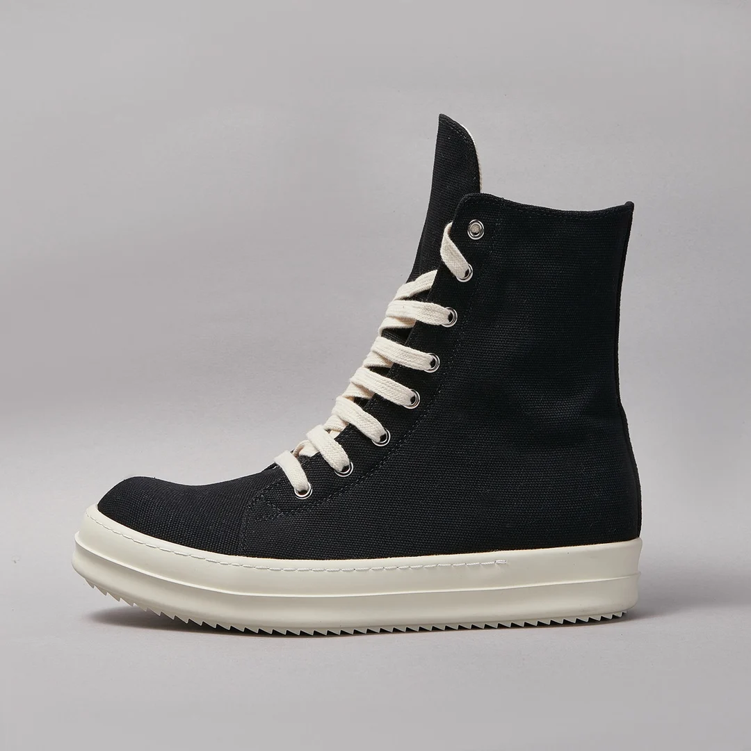 Brand Designer Luxury Causal Shoes Men Owens Rick Women High-top Black Canvas Quality Sneakers Owens Fashion Ankle Boots for Men