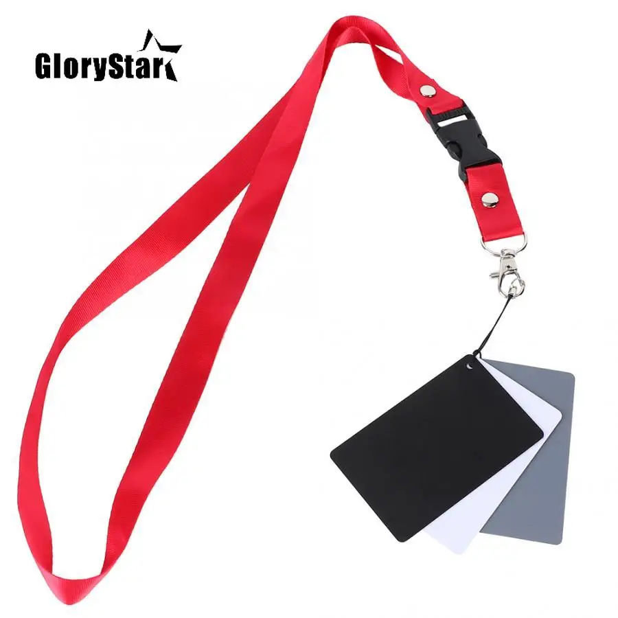 3in1 8.5x5.5cm 18% Digital Photography Exposure Color Gray/White/Black Balance Card Set with Strap For DSLR Camera White Balance