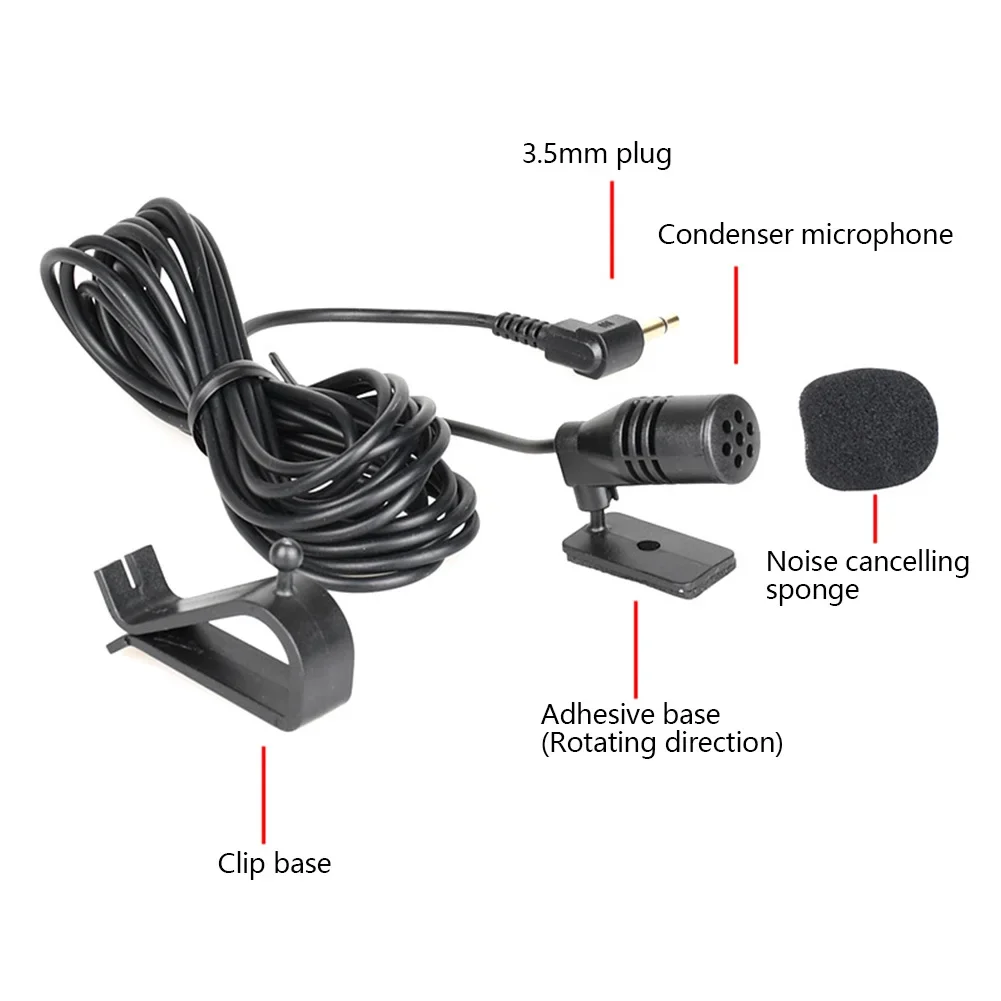 Micrófono de Audio para coche, conector Jack con Clip de 3,5mm, micrófono estéreo Mini micrófono externo con cable para Auto DVD Radio, profesionales de 3m de largo