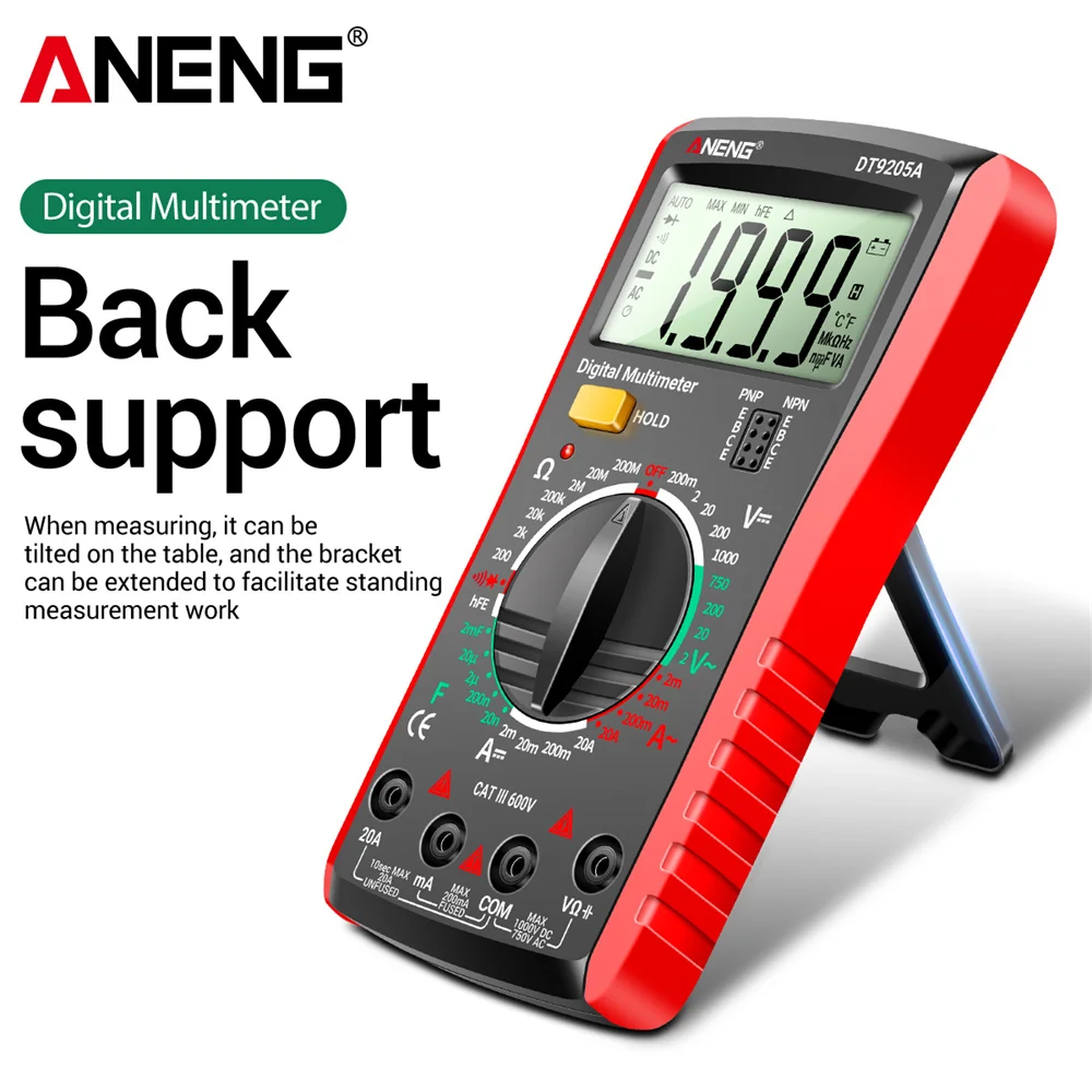 ANENG DT9205A Multimeter Digital Newly HD True RMS Auto AC/DC Voltage Current Tester Ohm Capacitor Voltage Meter Detector Tool