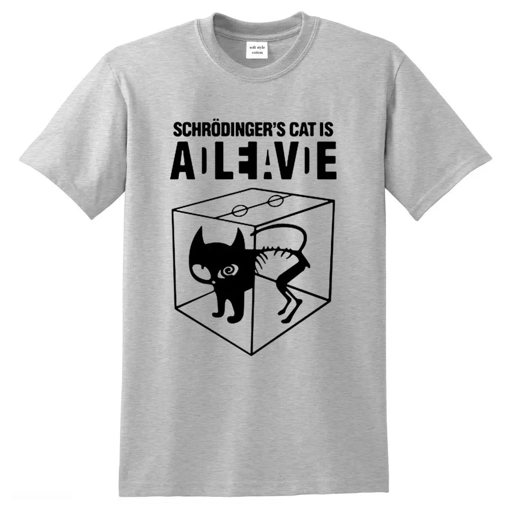 Men\'s T-shirt Top Quality cotton Schrodinger\'s Cat print men T shirt crew neck casual The Big Bang Theory mens Tshirt geometric