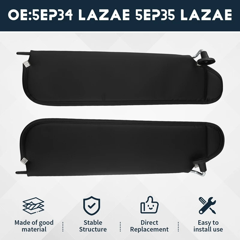 Car Left Driver & Right Passenger Sun Visor Sunshade For Jeep Wrangler TJ 1997-2002 5EP34 LAZAE 5EP35 LAZAE