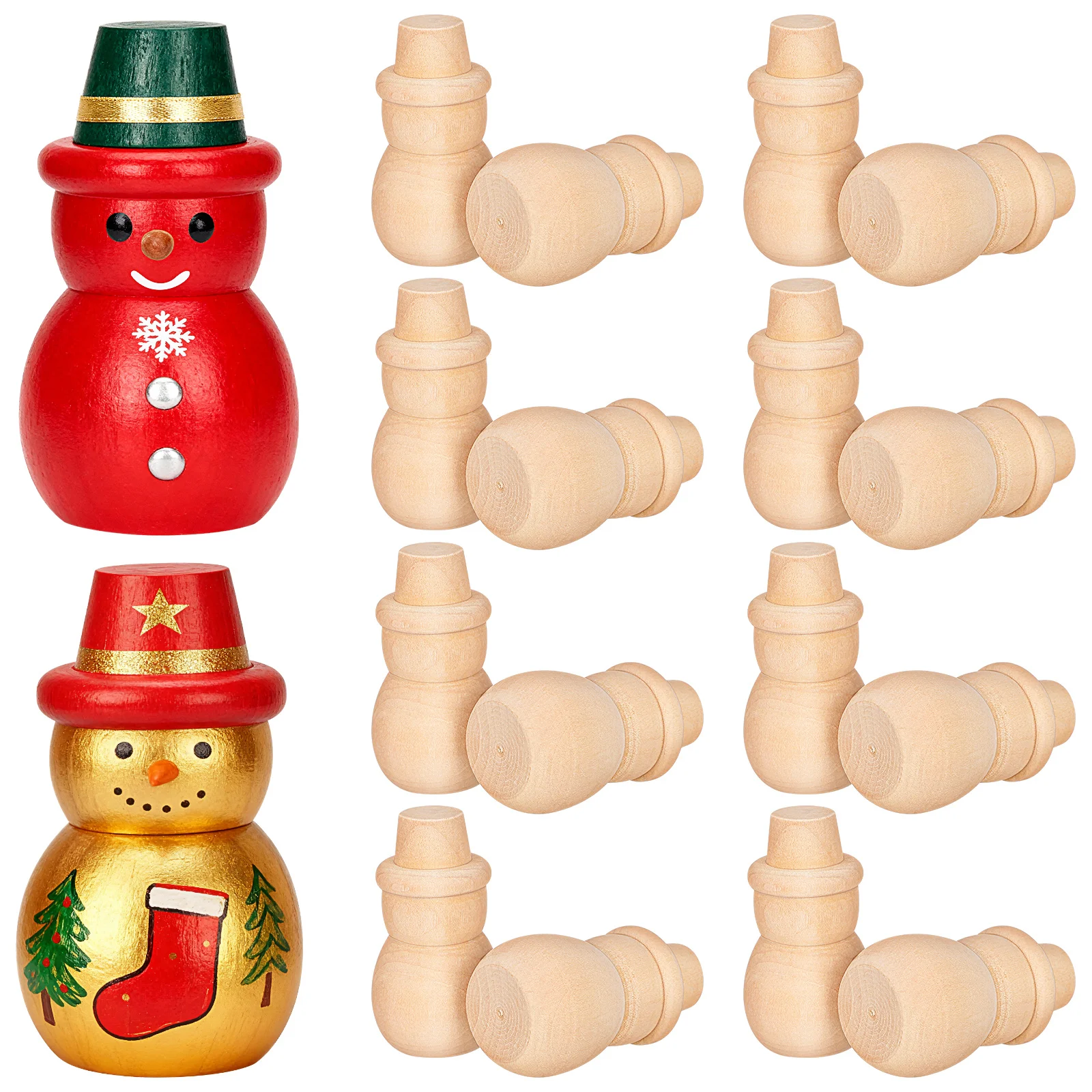 

20Pcs Wooden Snowman Figurines for DIY Painting Premium Unpainted Crafts Sandable Wood Pieces 's Art Projects