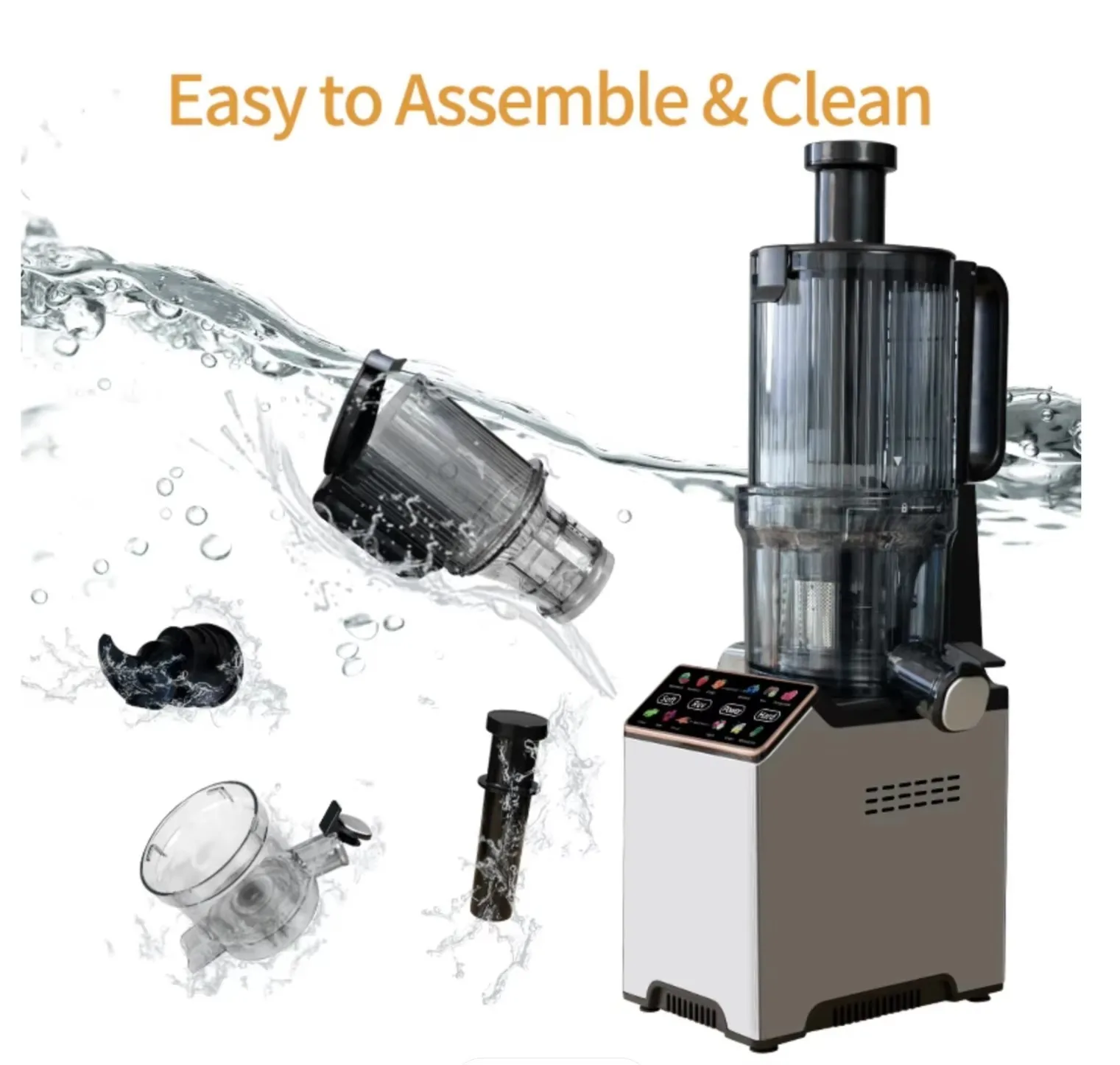 

Electric Stainless Steel Masticating Juicer 350ml Capacity Low Noise Big Mouth for Home & Outdoor Use