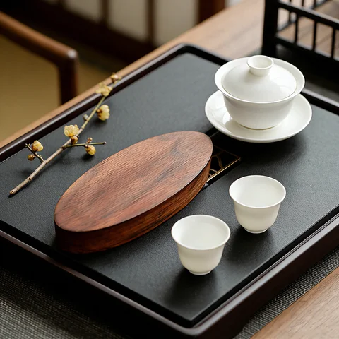 Creative oval walnut dessert plate, restaurant snack plate, sushi plate, molecular cuisine wooden special tableware