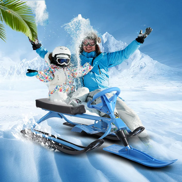 Slitta a 3 Sci Guidabile in Plastica per Adulti, Limite di Peso 80kg, Età 3+