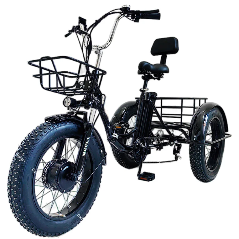 20 Inch Folding Electric Cargo Tricycle Adults Fat Tire 500W 48v Lightweight Foldable Electric Bike For Man Removable Battery