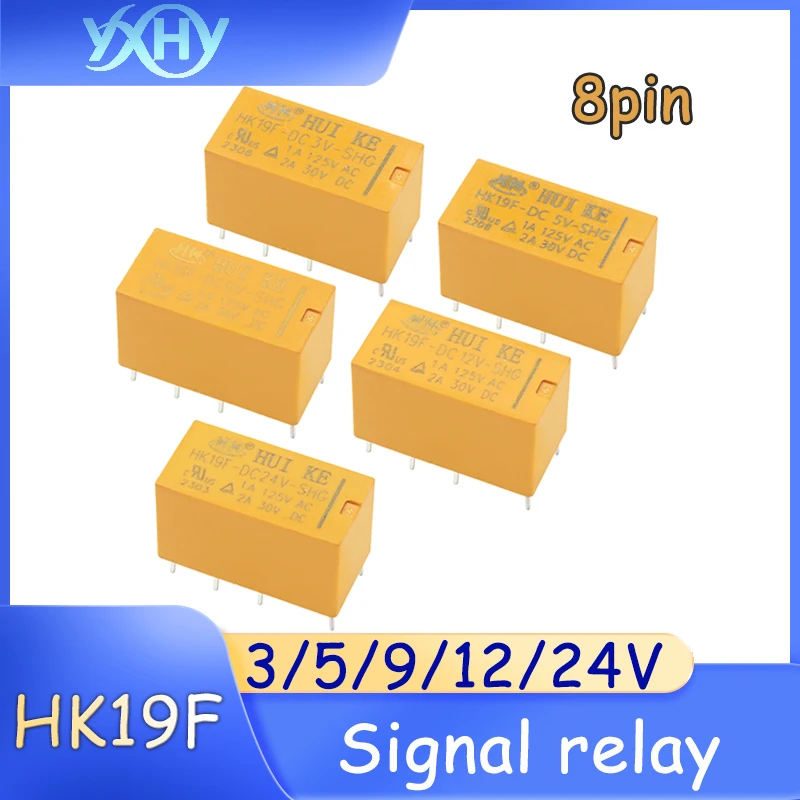 

5pcs HF19F-DC5V-SHG Signal Relay HK19F-DC12V/24V-SHG Relay