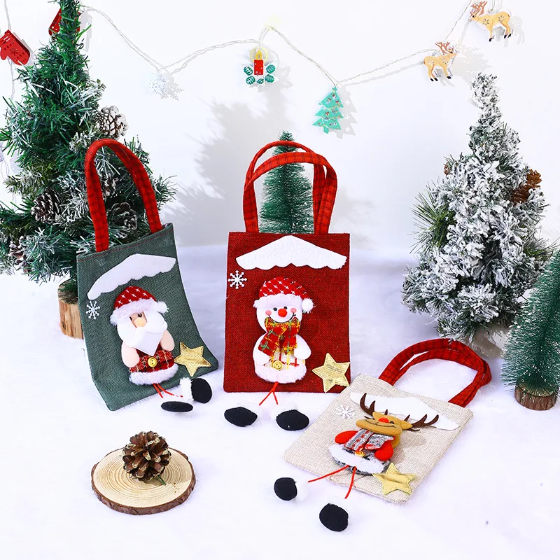 Christmas decorations linen clouds three-dimensional doll handbag kindergarten graduation small gift Christmas handbag