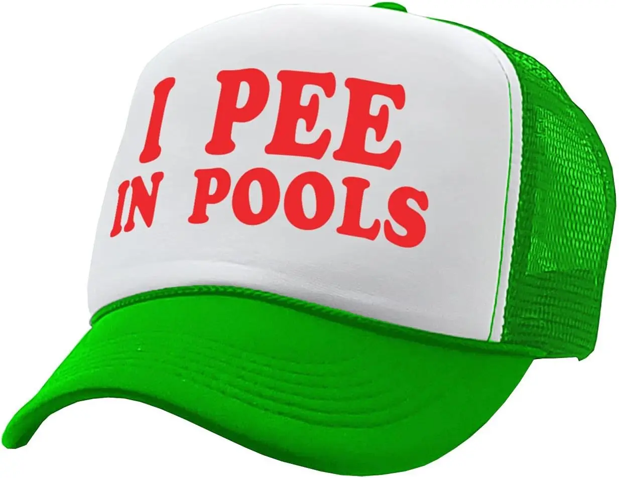 I Pee in Pools - Funny Dare Gag Gift Joke - Vintage Retro Style Trucker Cap Hat