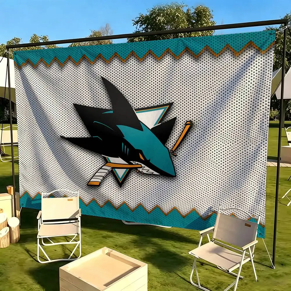E-San Jose Sharks  Flag Suitable For Party Club Outdoor Interior Wall Decoration Banner Fans Gift
