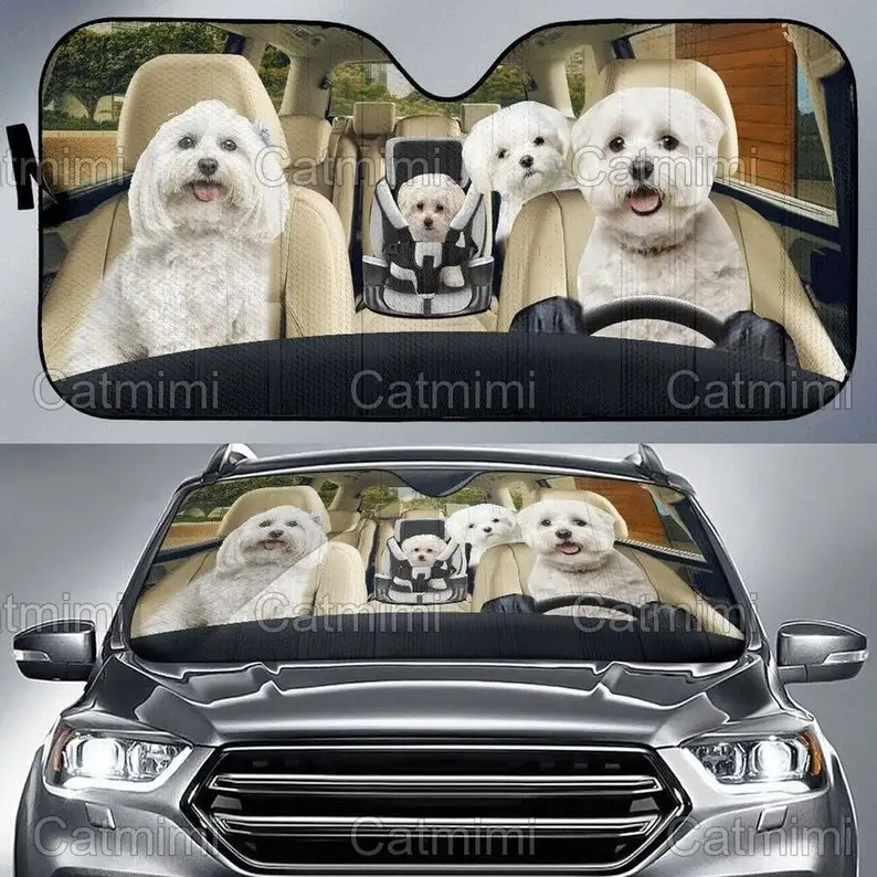 

Maltese Dog Car Sun Shade, Maltese Auto Sun Shade, Funny Maltese Sun Shade, Car Sun Protector, Gifts For Him, Mother Gift PHT142