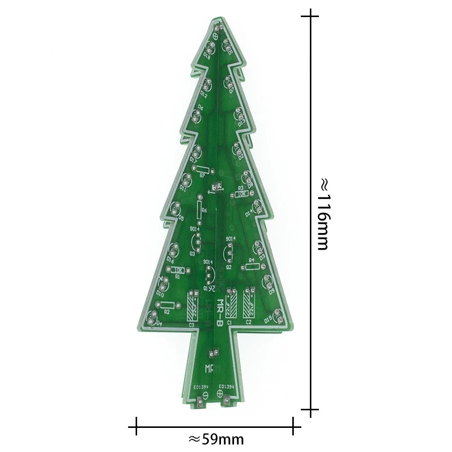 DIY ชุดอิเล็กทรอนิกส์ 3D ต้นคริสต์มาสบัดกรีฝึกอิเล็กทรอนิกส์วิทยาศาสตร์ชุดประกอบ 7 สีกระพริบ LED PCB