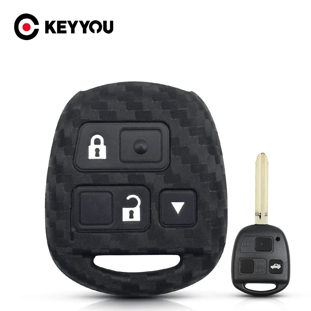 KEYYOU For Lexus For Toyota Camry RAV4 Corolla PRADO YARIS Tarago Carbon Silicone Key Case