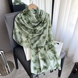 Silk Long Scarf Women Muslim Shawls Design Sunscreen Outdoor Beach Towel Large Shawl Plain Soft Turban For Women 2024 New