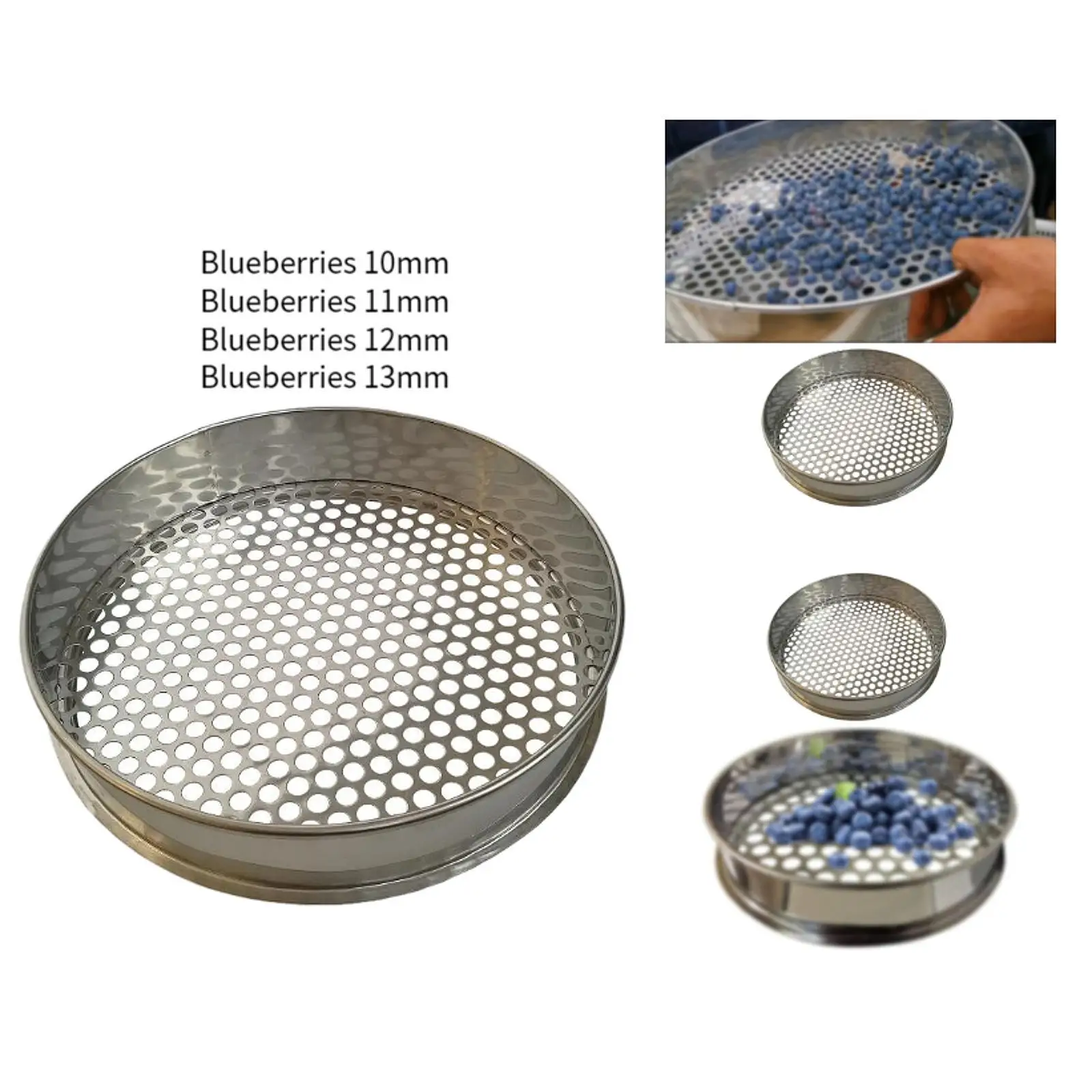 

Blueberry Sieve Round Hole Sieve Stainless Steel Kitchen Food Bean Sifter Gardening Sieve Sand Sifter for Planting Outdoor