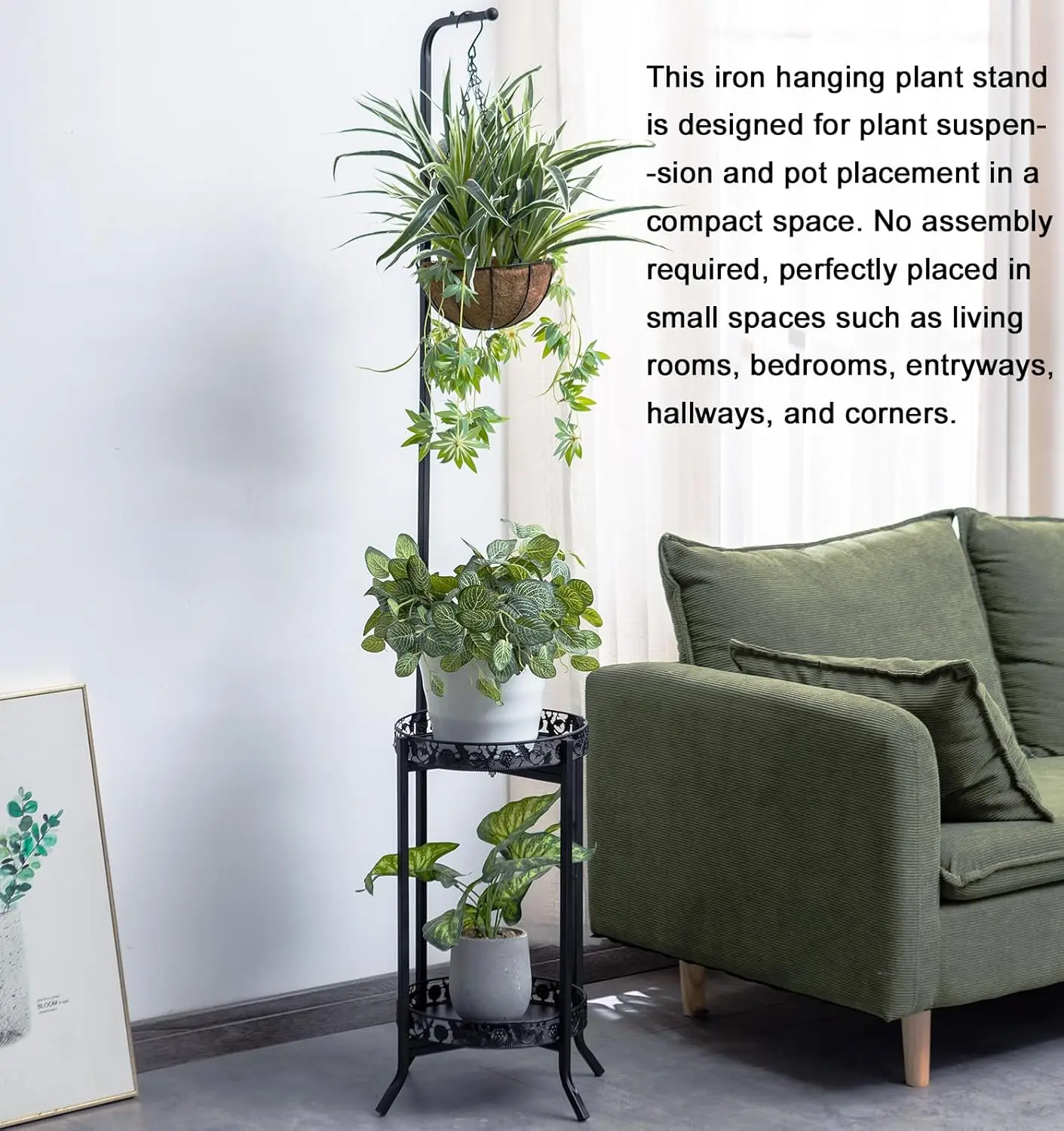 

2-уровневая подвесная подставка для растений, компактные железные полки для цветов, органайзер для цветочных горшков, несколько держателей для цветочных горшков, полка