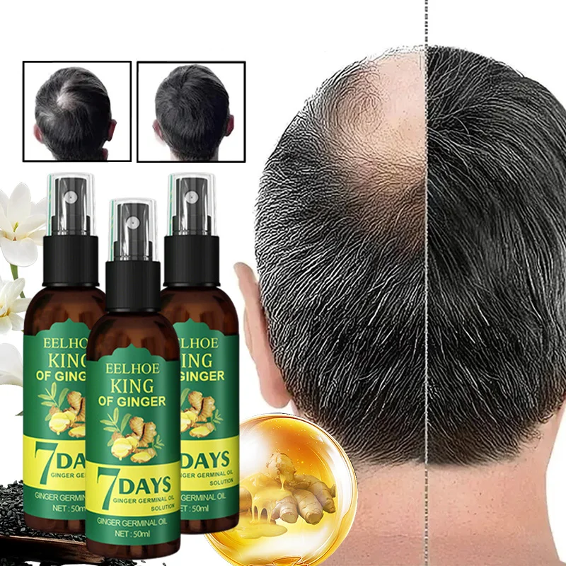 

3 Bottle Hair Growth Products Ginger Essence Regrowth Serum Beard Growth Oil Hair Loss Care Beauty Scalp Treatment for Men Women